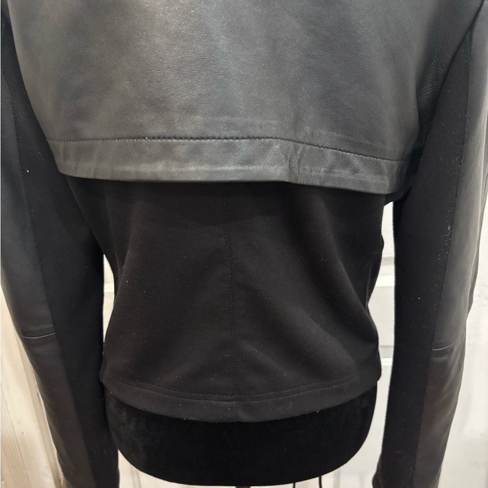 BcBGGeneration  Genuine Leather Vintage Moto Cowl Neck Jacket Sz M Rn 80734 - Picture 7 of 10